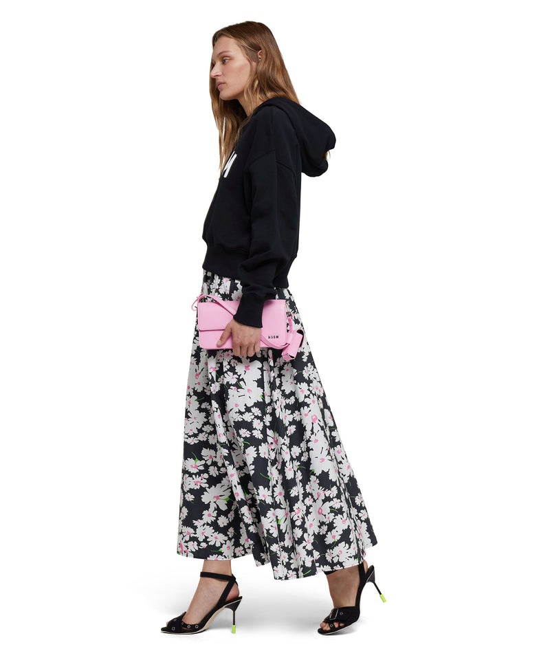 Black / White MSGM Roomy Cotton Skirt With Daisy Print | USA_MSGM19954