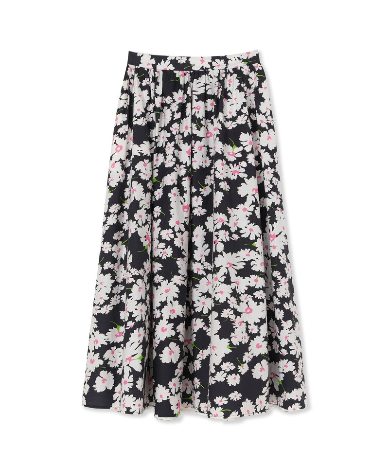 Black / White MSGM Roomy Cotton Skirt With Daisy Print | USA_MSGM19954