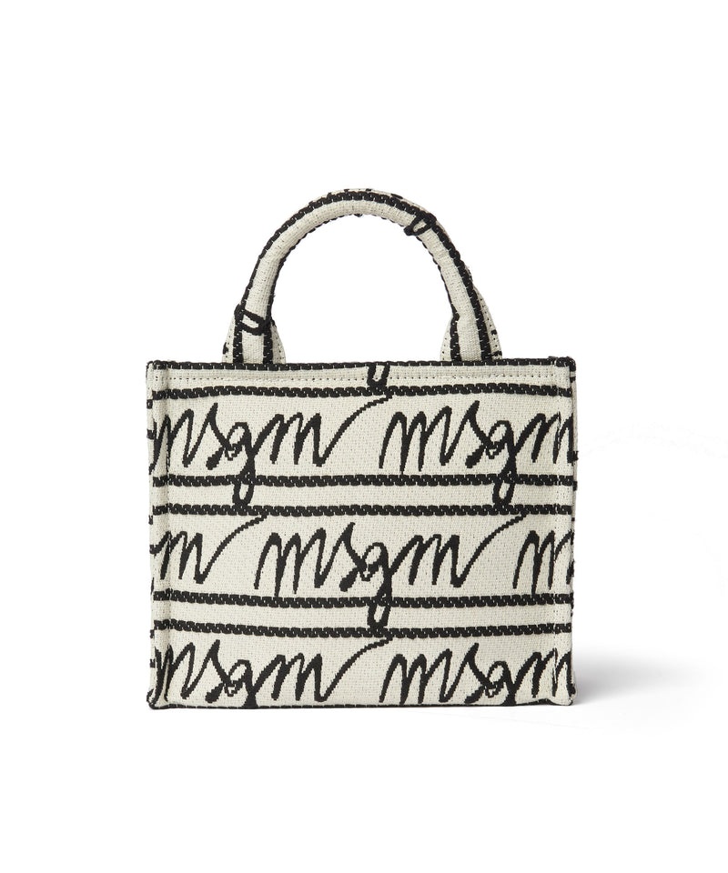 Black / White MSGM Small Anvas Tote Bag With Jacquard Logo | USA_MSGM99733