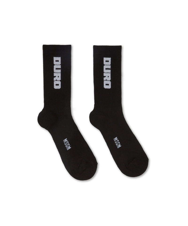 Black / White MSGM Socks With Jacquard Duro Graphic | USA_MSGM67752