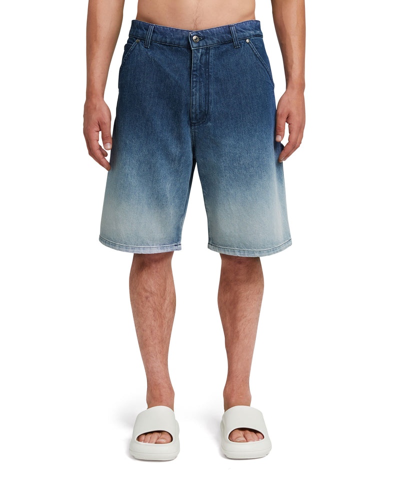 Blue MSGM 5 Pocket Blue Denim Bermudas With Faded Effect | USA_MSGM23757