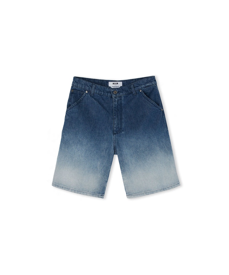 Blue MSGM 5 Pocket Blue Denim Bermudas With Faded Effect | USA_MSGM23757