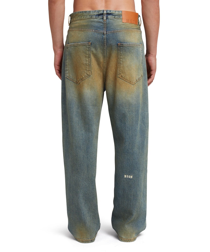 Blue MSGM 5 Pocket Denim Pants With Burned Effect | USA_MSGM85385