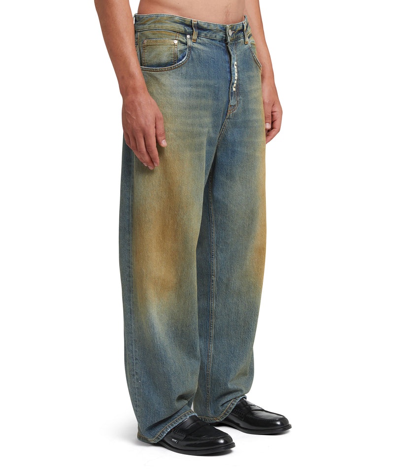 Blue MSGM 5 Pocket Denim Pants With Burned Effect | USA_MSGM85385