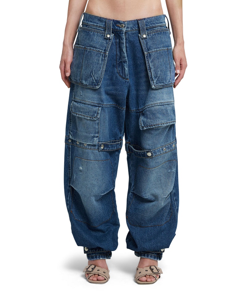 Blue MSGM Blue Denim Cargo Pants | USA_MSGM75258