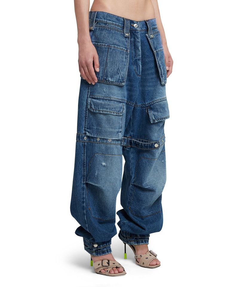 Blue MSGM Blue Denim Cargo Pants | USA_MSGM75258