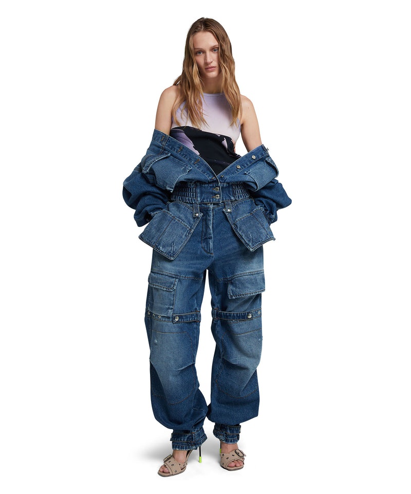 Blue MSGM Blue Denim Cargo Pants | USA_MSGM75258