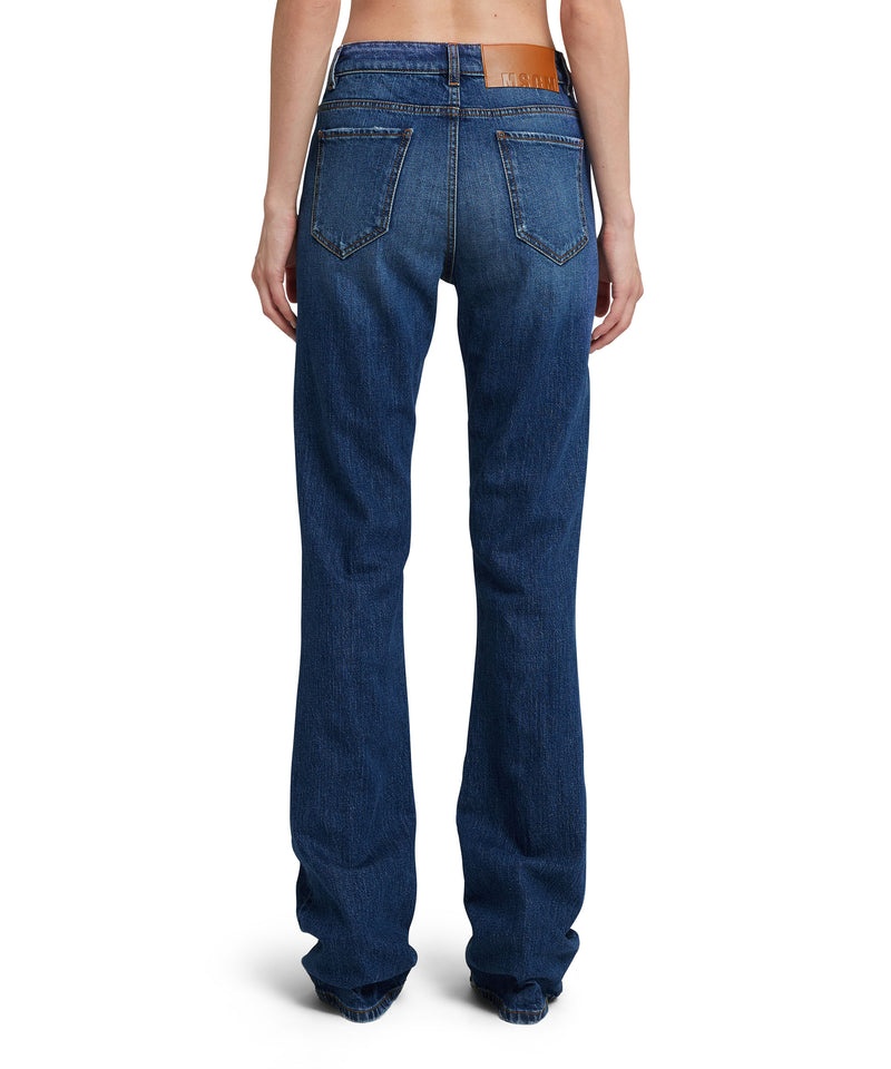 Blue MSGM Blue Denim Elasticized Bootcut Pants | USA_MSGM69646