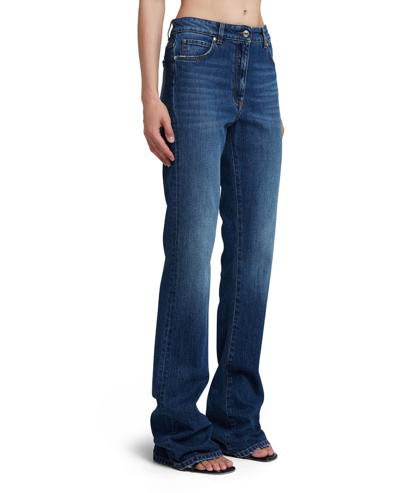 Blue MSGM Blue Denim Elasticized Bootcut Pants | USA_MSGM69646