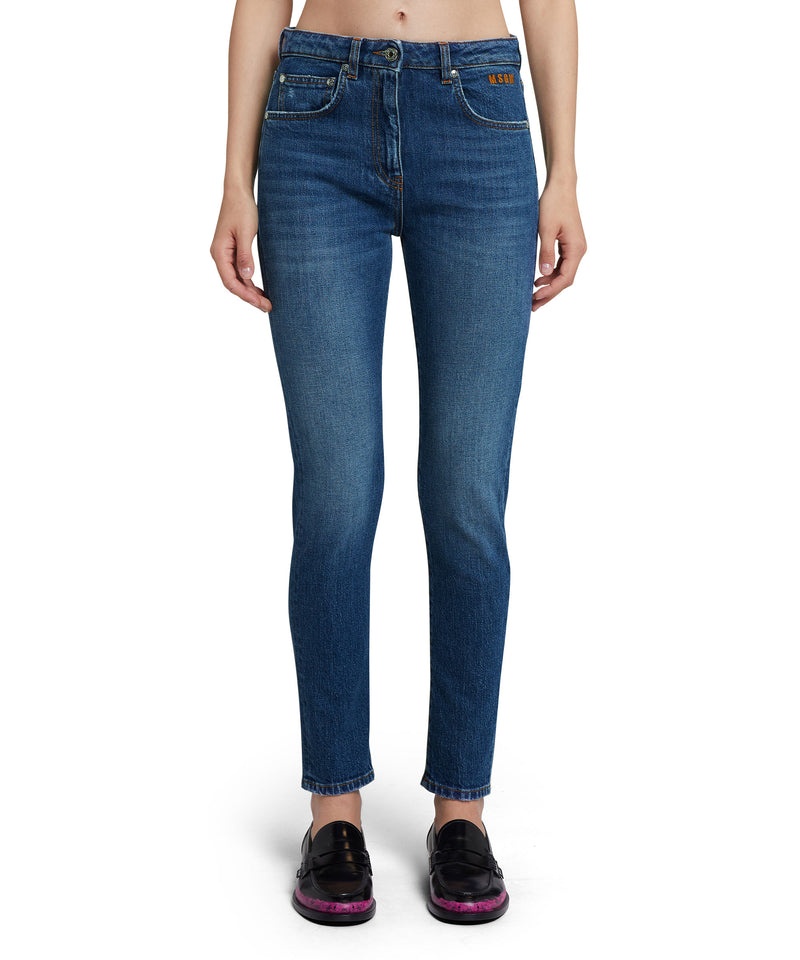 Blue MSGM Blue Denim Elasticized Skinny Pants | USA_MSGM61947