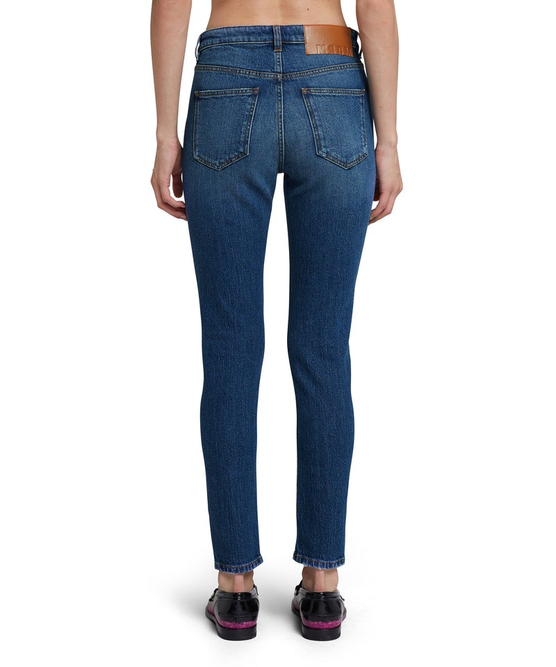 Blue MSGM Blue Denim Elasticized Skinny Pants | USA_MSGM61947