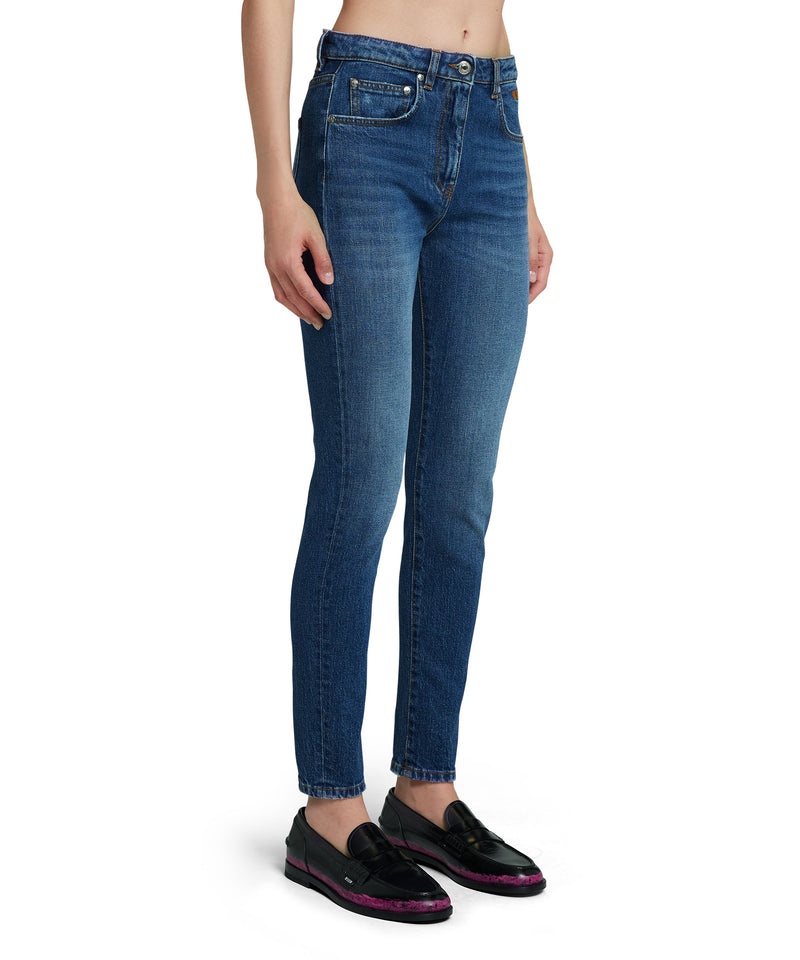 Blue MSGM Blue Denim Elasticized Skinny Pants | USA_MSGM61947