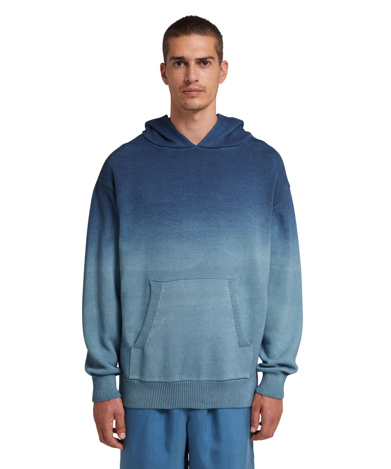 Blue MSGM Cotton Shirt With Hood And Faded Effect | USA_MSGM34674