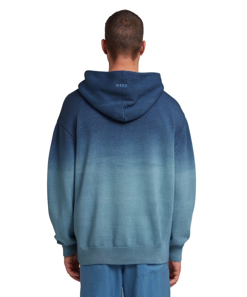 Blue MSGM Cotton Shirt With Hood And Faded Effect | USA_MSGM34674