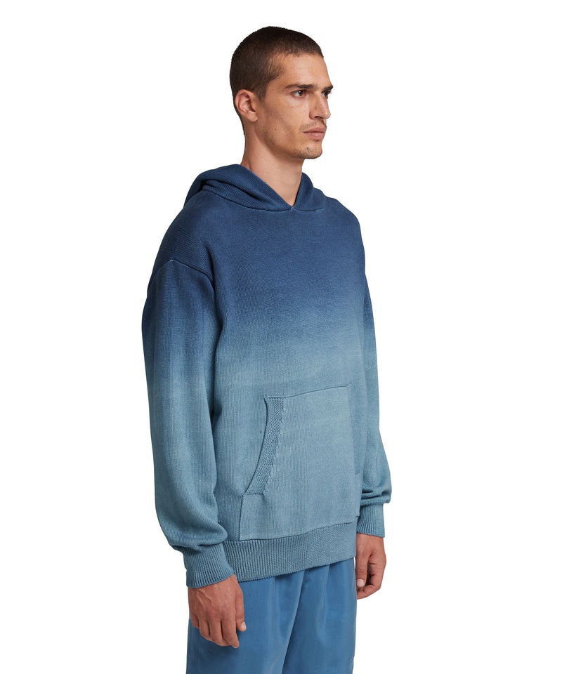 Blue MSGM Cotton Shirt With Hood And Faded Effect | USA_MSGM34674