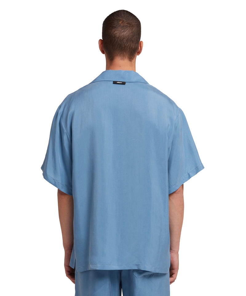 Blue MSGM Cupro Bowling Shirt | USA_MSGM69441