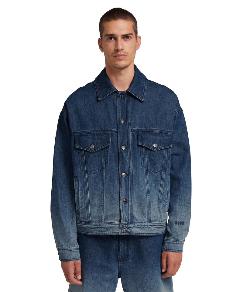 Blue MSGM Feded Denim Treatment Jacket | USA_MSGM29820