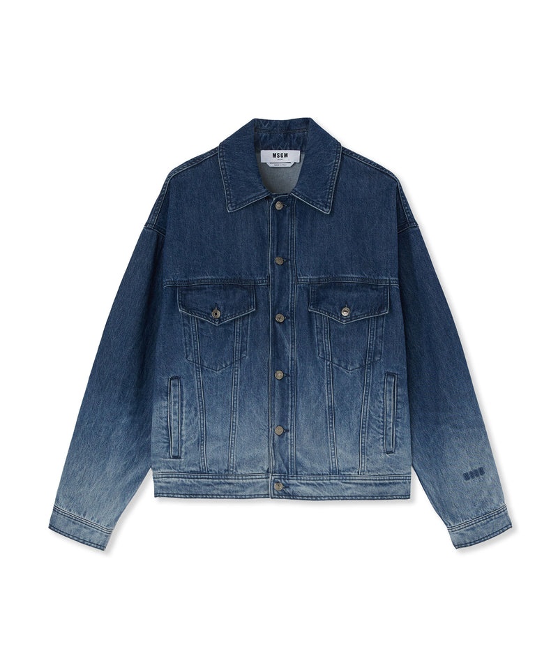 Blue MSGM Feded Denim Treatment Jacket | USA_MSGM29820