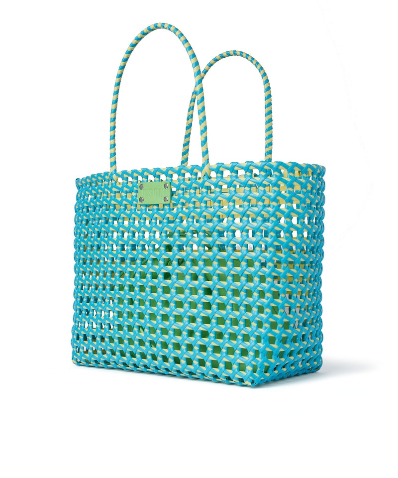 Blue MSGM Large Woven Tote Bag With Logo | USA_MSGM64651