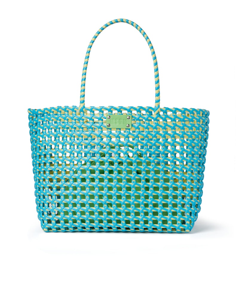 Blue MSGM Large Woven Tote Bag With Logo | USA_MSGM64651