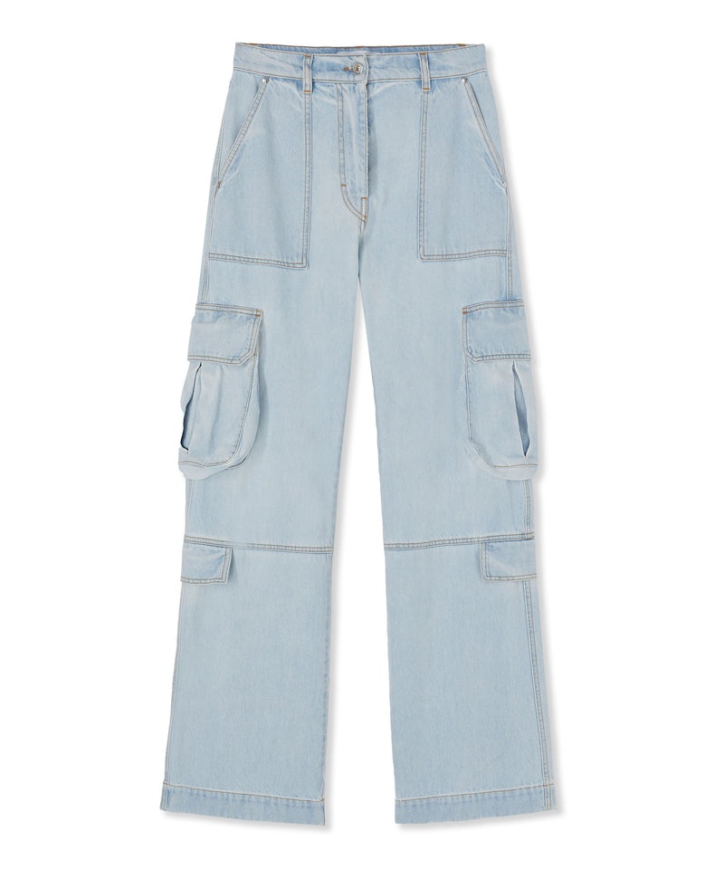 Blue MSGM Light Denim Cargo Pants | USA_MSGM81195