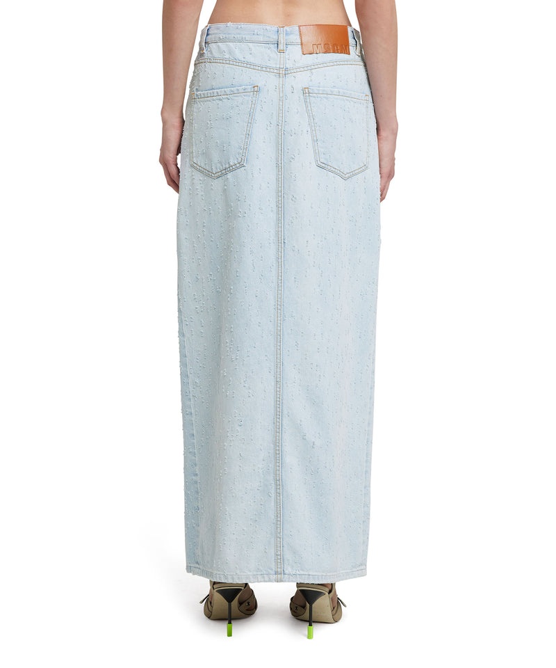 Blue MSGM Light Denim Midi Skirt | USA_MSGM59917