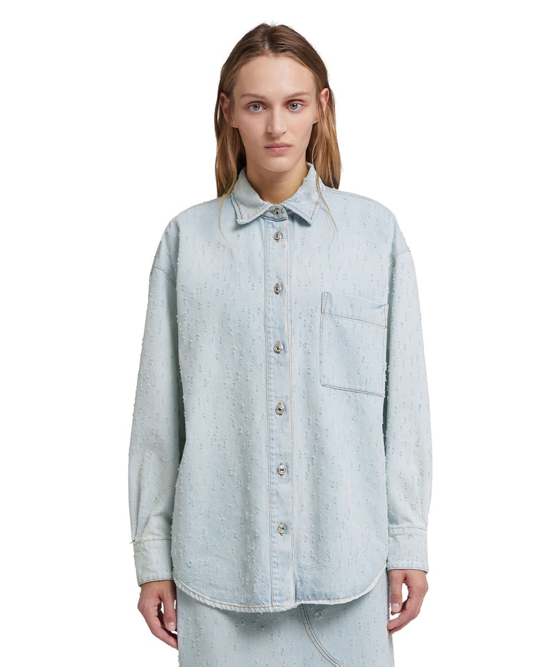 Blue MSGM Light Denim Shirt With Small Pocket | USA_MSGM91896