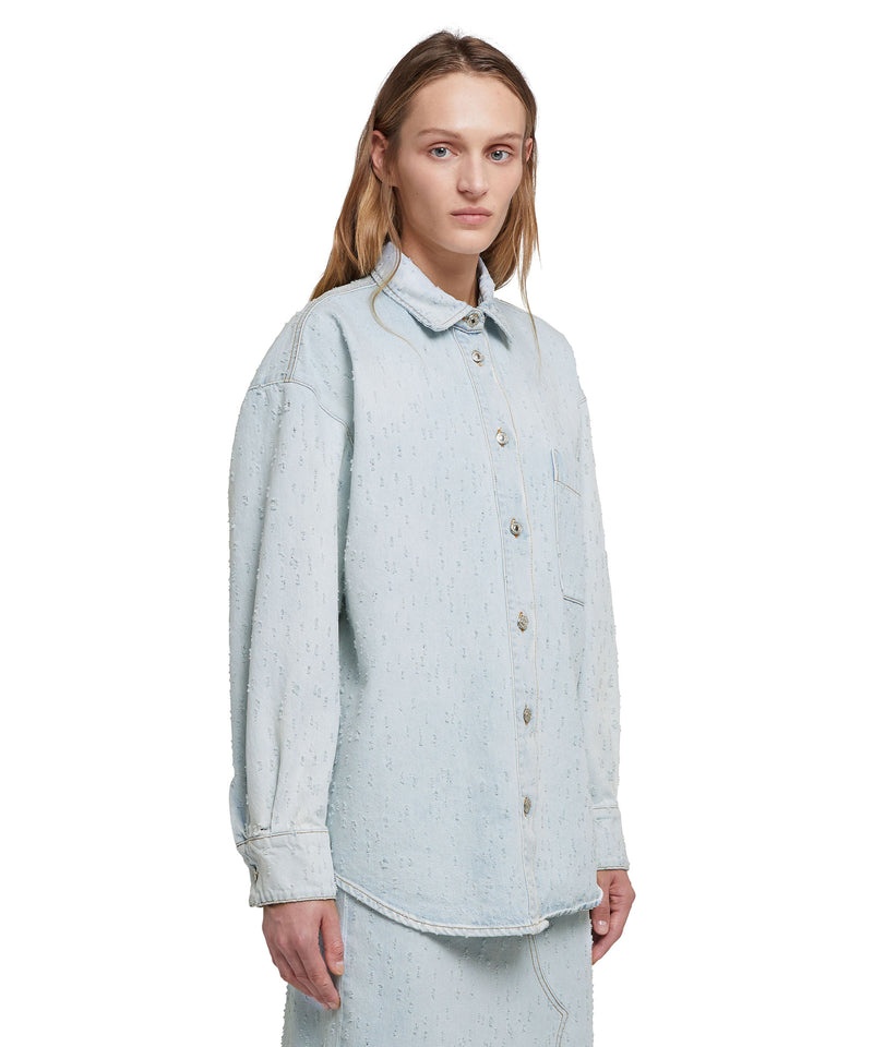 Blue MSGM Light Denim Shirt With Small Pocket | USA_MSGM91896