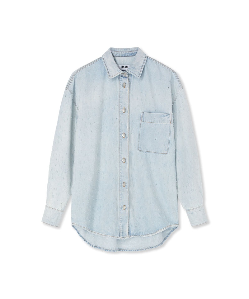 Blue MSGM Light Denim Shirt With Small Pocket | USA_MSGM91896