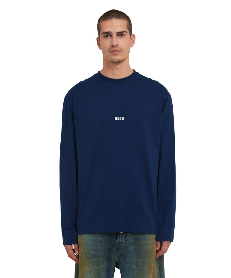 Blue MSGM Long Sleeve Impact Mini Logo | USA_MSGM49210