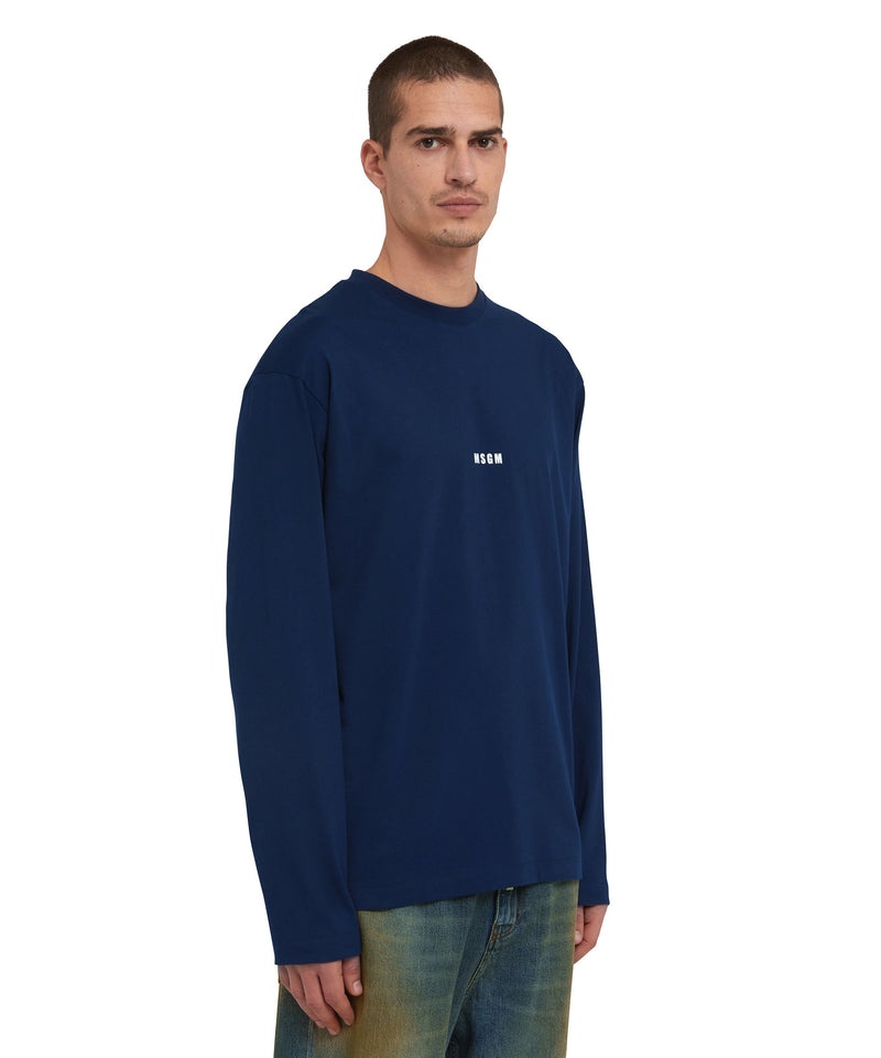 Blue MSGM Long Sleeve Impact Mini Logo | USA_MSGM49210