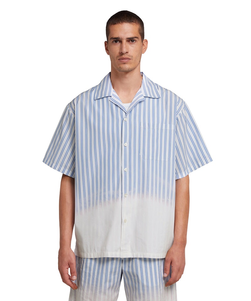 Blue MSGM Poplin Bowling Shirt With Faded Treatment | USA_MSGM72727