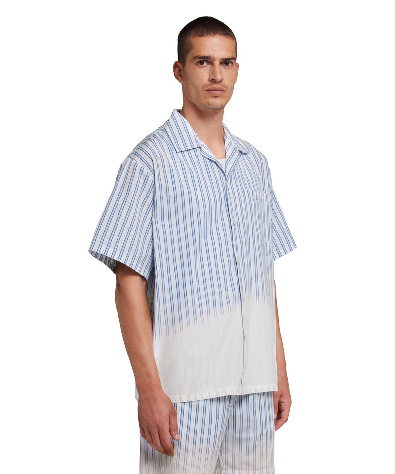 Blue MSGM Poplin Bowling Shirt With Faded Treatment | USA_MSGM72727