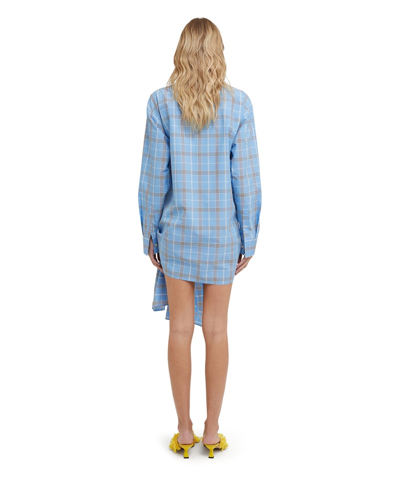 Blue MSGM Poplin Check Dress With Knot | USA_MSGM34755