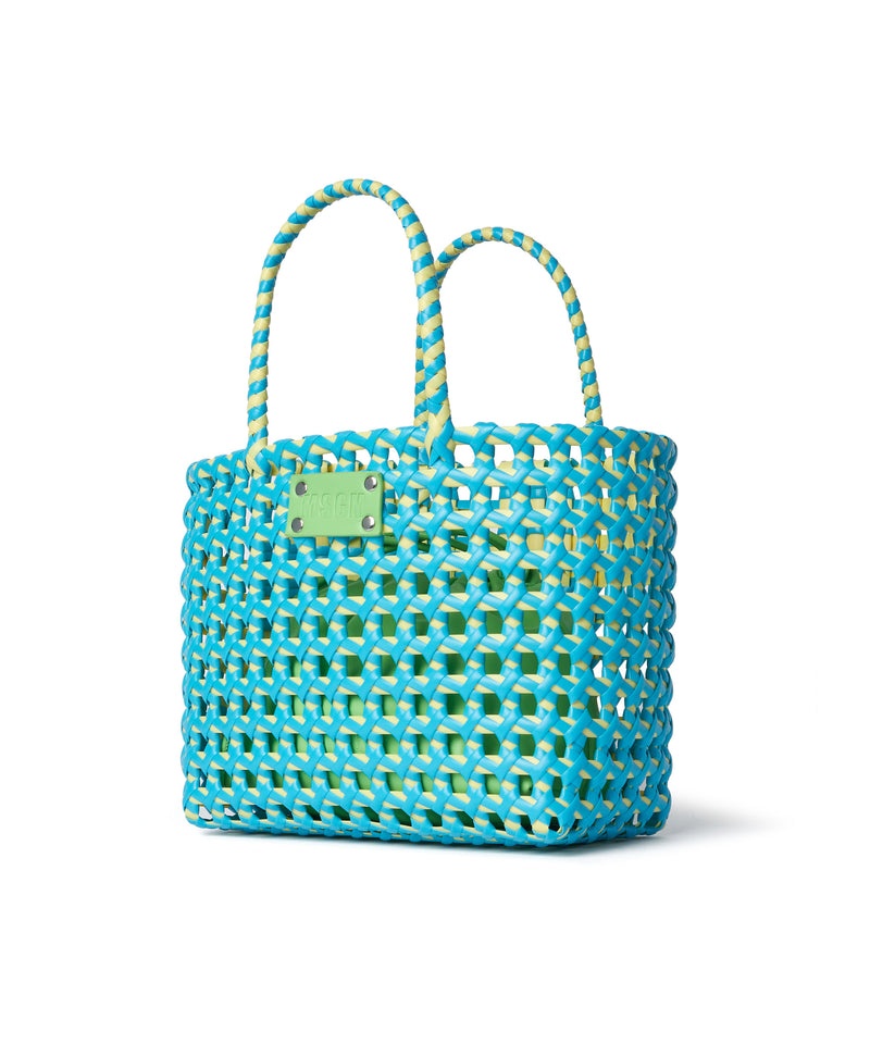 Blue MSGM Woven Tote Bag With Logo | USA_MSGM48166