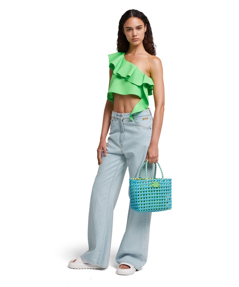 Blue MSGM Woven Tote Bag With Logo | USA_MSGM48166