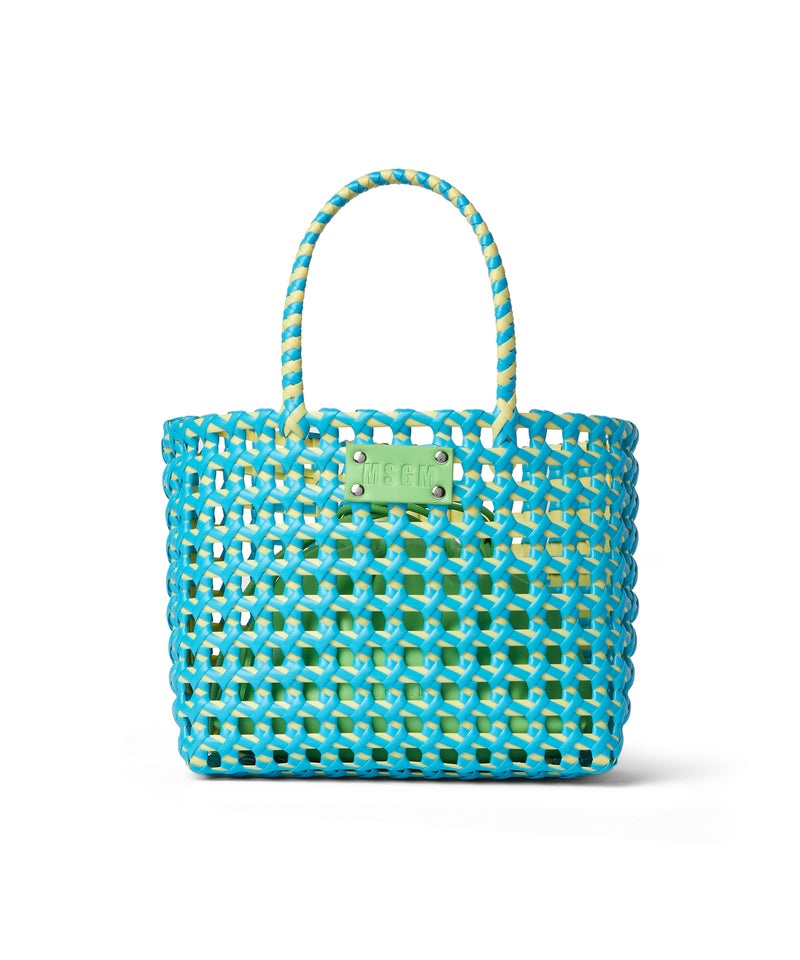 Blue MSGM Woven Tote Bag With Logo | USA_MSGM48166