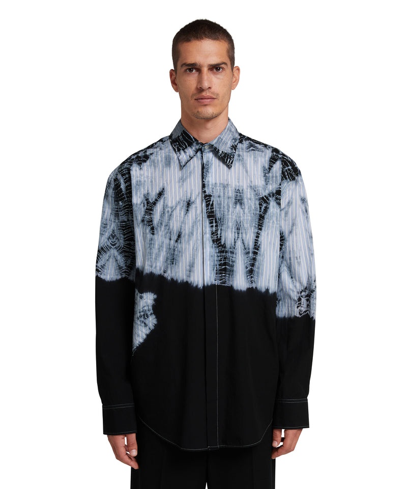 Blue / Black MSGM Poplin Shirt With Tie-dye Treatment | USA_MSGM97114