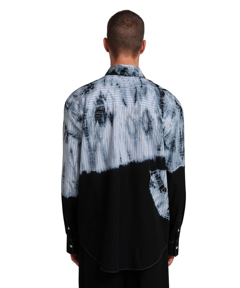 Blue / Black MSGM Poplin Shirt With Tie-dye Treatment | USA_MSGM97114