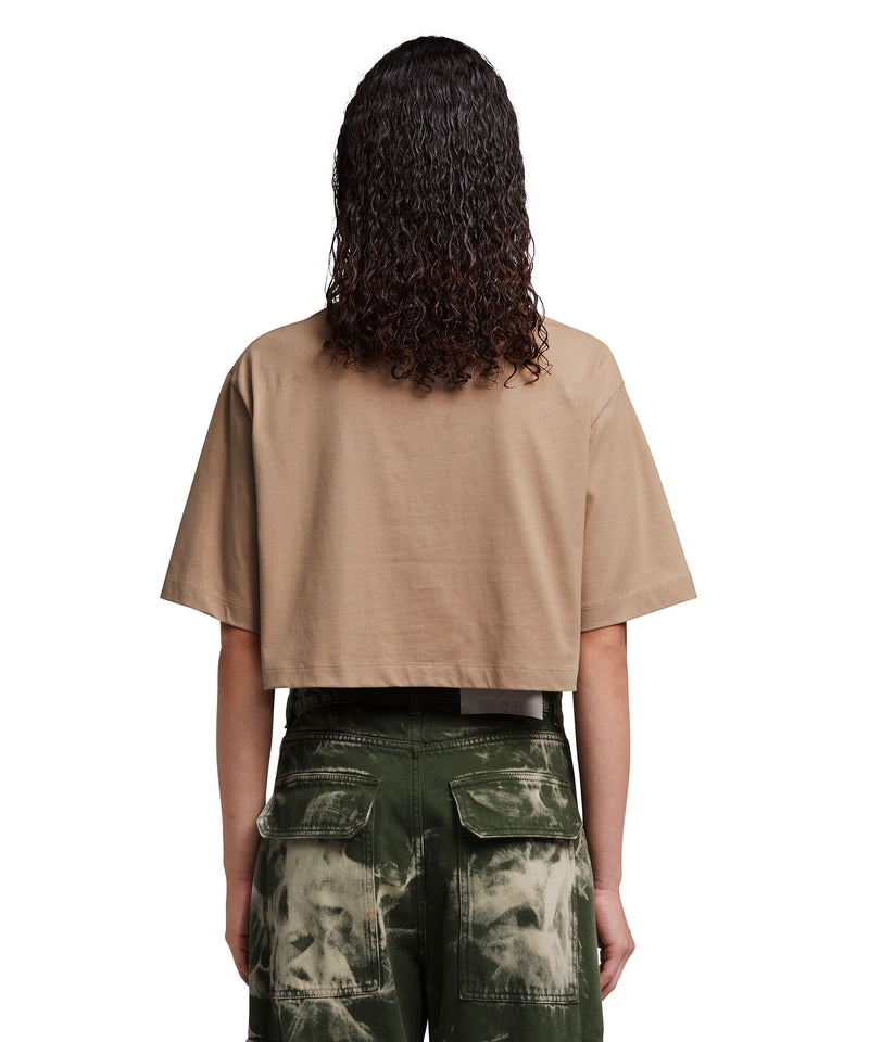 Brown MSGM Crop Top New Brushstroke Logo | USA_MSGM31279