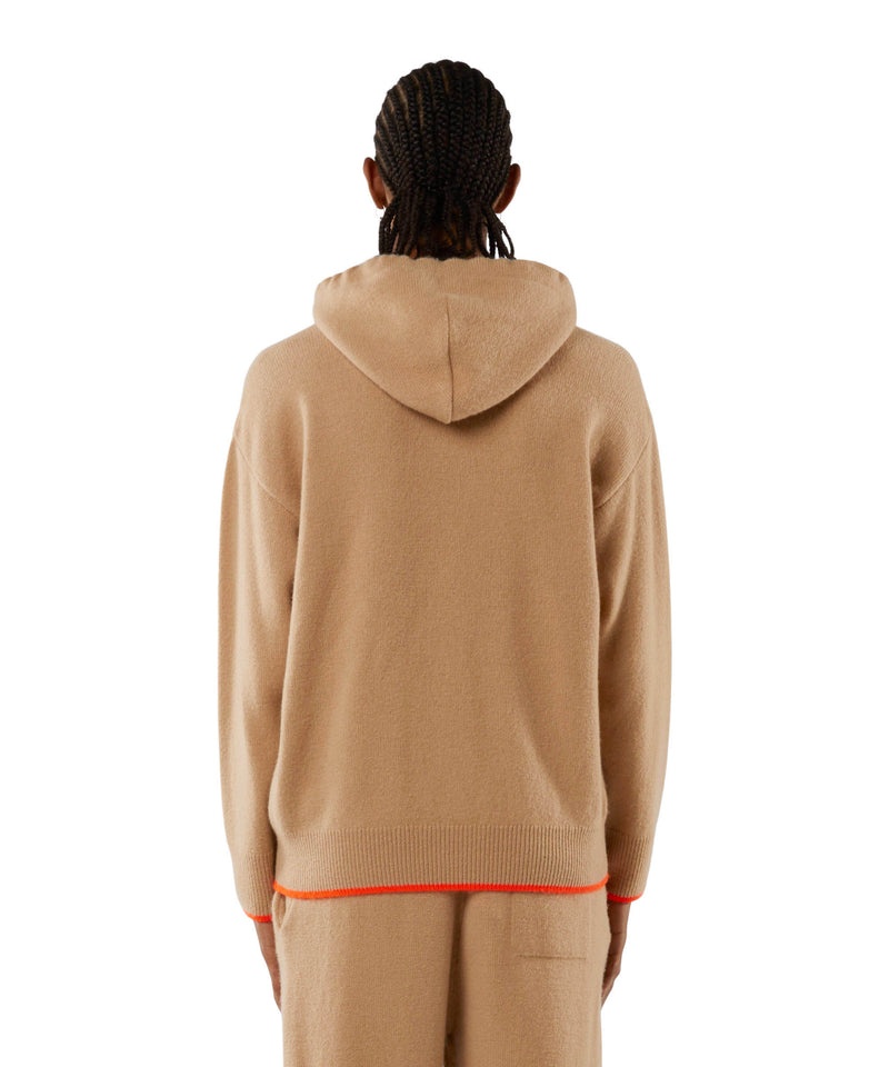 Brown MSGM Plain-coloured Hoodie In Virgin Wool And Cashmere | USA_MSGM14272