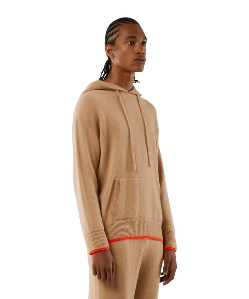 Brown MSGM Plain-coloured Hoodie In Virgin Wool And Cashmere | USA_MSGM14272