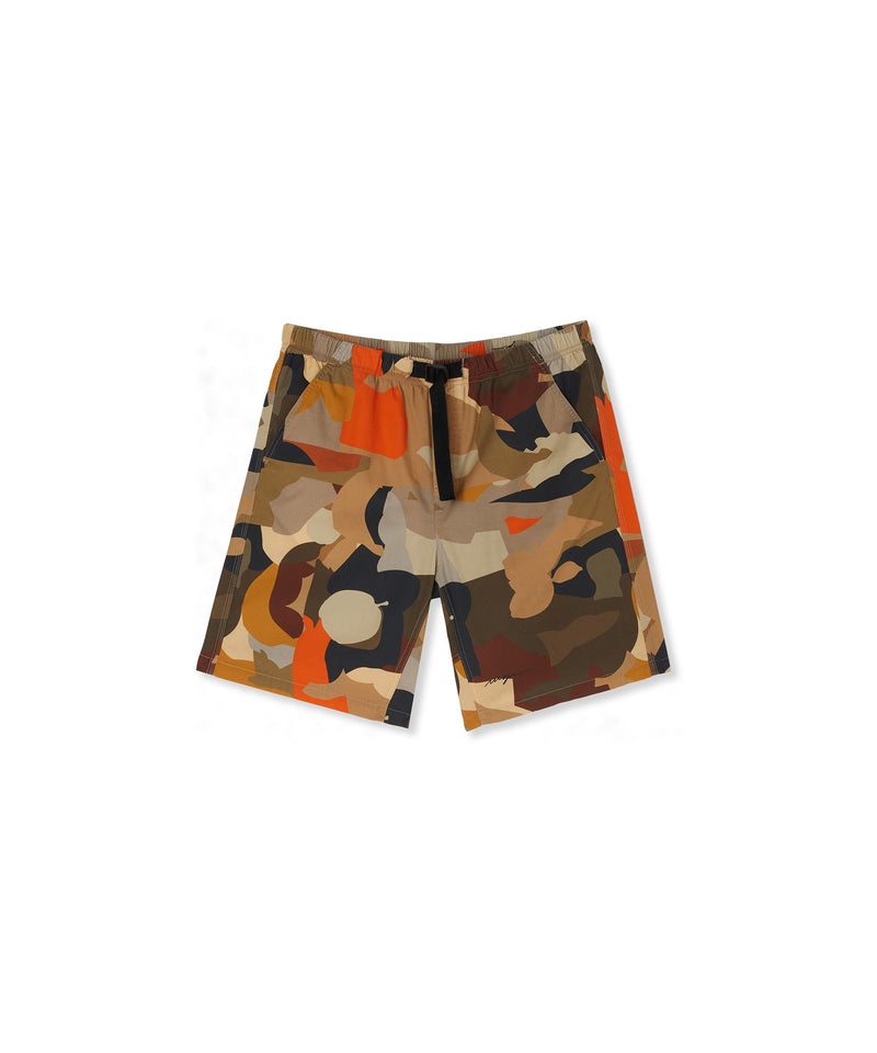 Brown MSGM Poplin Cotton Shorts With Geo Camo Print | USA_MSGM80840