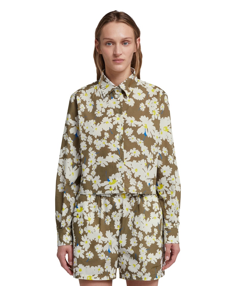 Brown MSGM Poplin Crop Shirt With Daisy Print | USA_MSGM66347