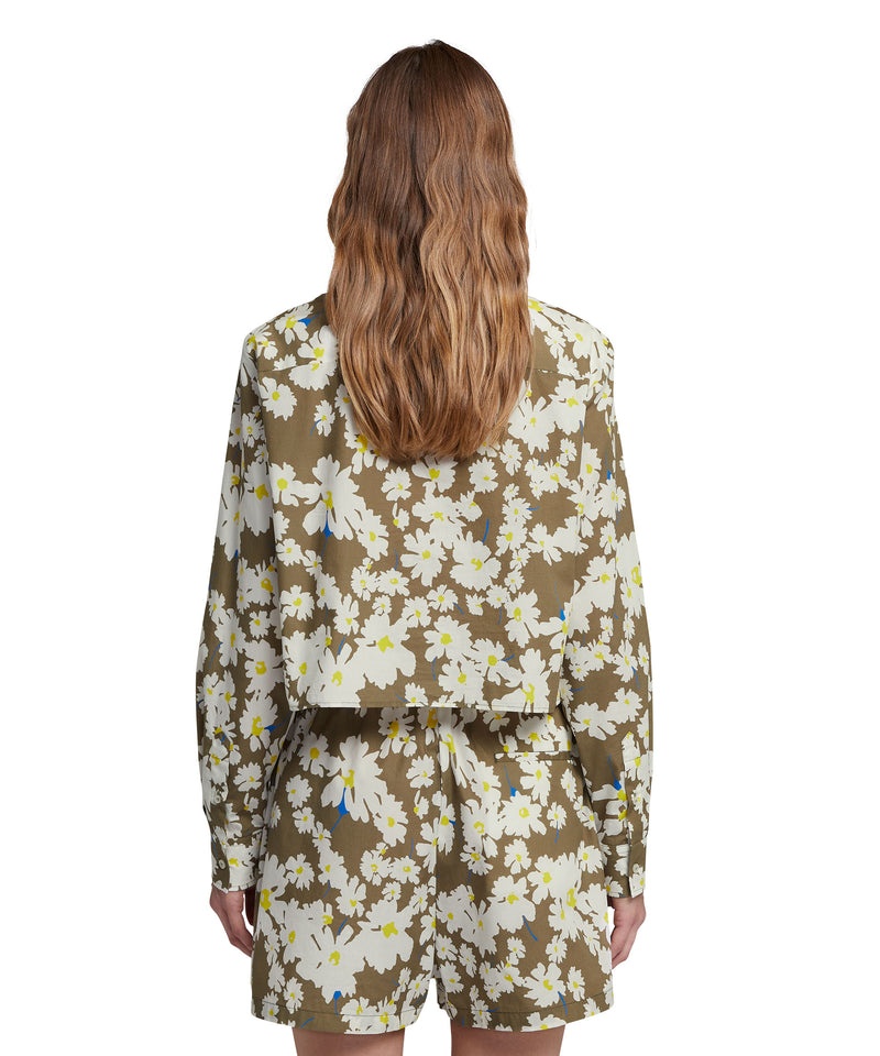 Brown MSGM Poplin Crop Shirt With Daisy Print | USA_MSGM66347