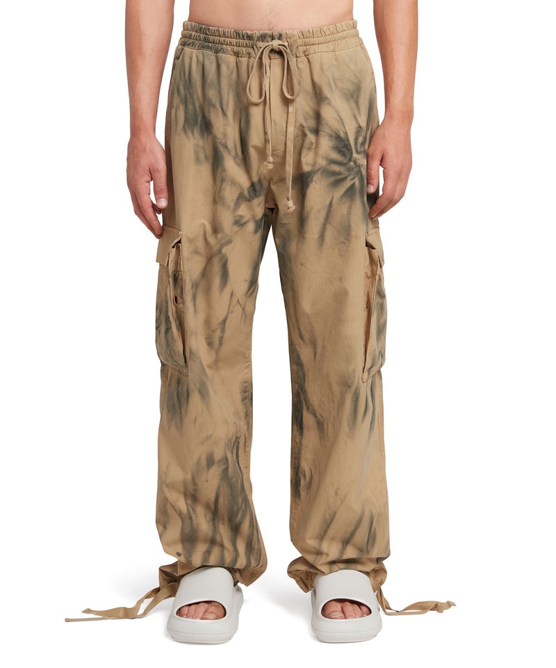 Brown MSGM Ripstop Cotton Cargo Pants With Tie-dye Treatment | USA_MSGM12040