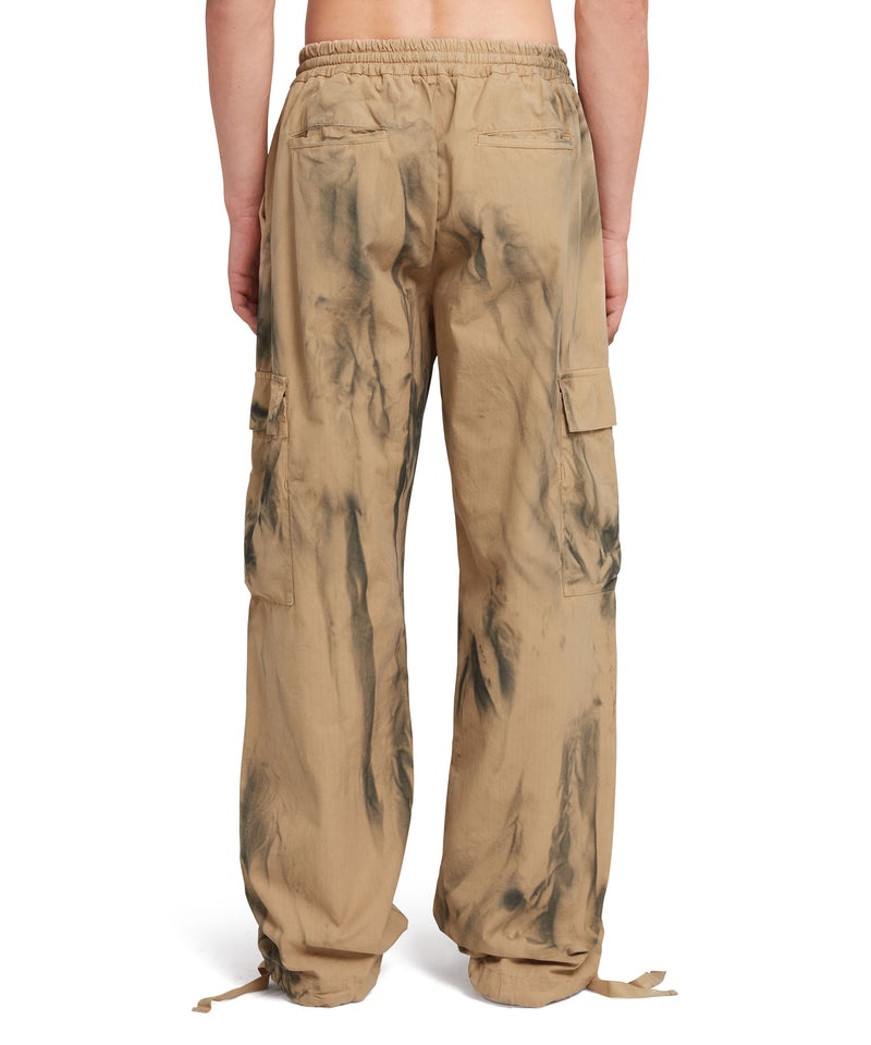 Brown MSGM Ripstop Cotton Cargo Pants With Tie-dye Treatment | USA_MSGM12040