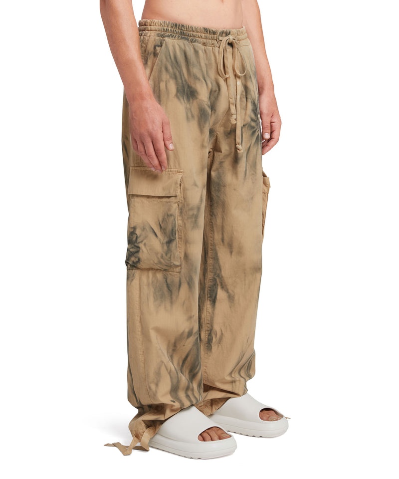 Brown MSGM Ripstop Cotton Cargo Pants With Tie-dye Treatment | USA_MSGM12040