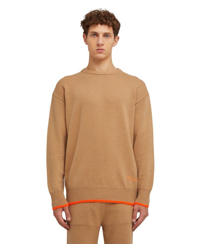 Brown MSGM Round Neck Jumper In Wool And Cashmere | USA_MSGM61719