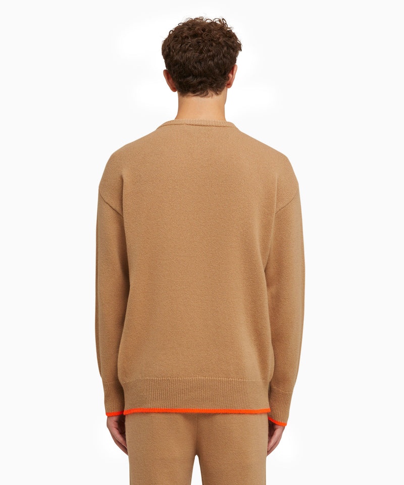 Brown MSGM Round Neck Jumper In Wool And Cashmere | USA_MSGM61719